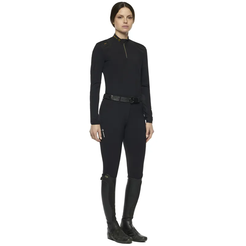 Cavalleria Toscana R-EVO Tech Epaulet L/S Zip Polo Black-2
